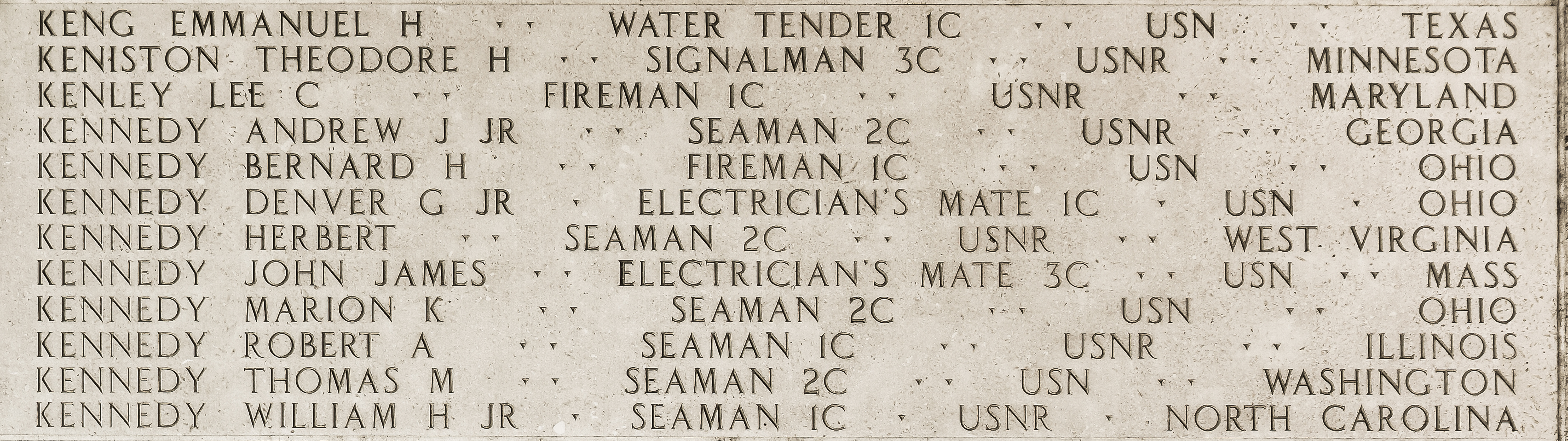 Theodore H. Keniston, Signalman Third Class